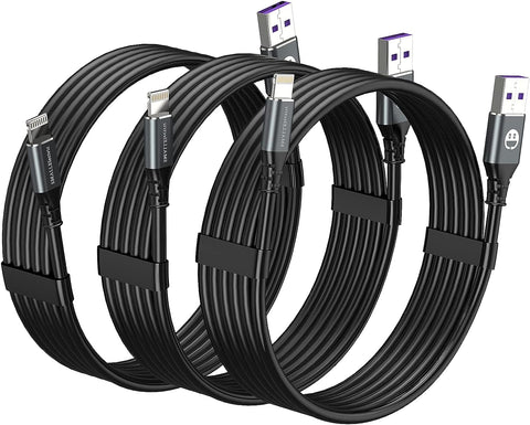 iPhone Charger 10 ft,3-Pack Extra Long Lightning Cable, MFi-Certified iPhone Charger Cable 10 Foot Charging Cord for iPhone 12 11 Pro X XS Max XR/8 Plus/7 Plus/6/6s Plus/5s /5c/iPad Mini Air(Grey)