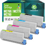 GREENBOX Compatible Toner Cartridge Replacement for OKI MC760 MC770 MC780 45396304 45396301 45396302 45396303 for OKI MC760DN MC760DNF MC760DNFAX MC770DN MC770DNF MC770PLUS MC780DNF MC780FX (4 Pack)