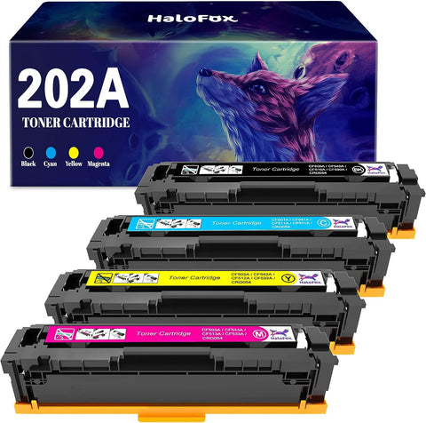 HaloFox Compatible Toner Cartridge Replacement for HP 202A 202X CF500A m281fdw HP Color Laserjet Pro MFP M281fdw M281cdw M254dw M281 M281fdn M254 Toner Printer (Black Cyan Yellow Magenta, 4 Pack)