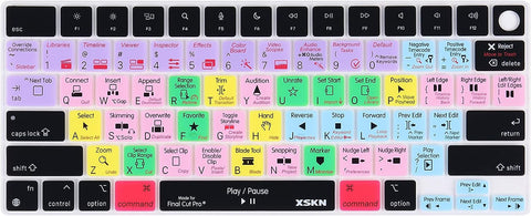 XSKN Final Cut Pro Function Shortcuts Hotkeys US Version Silicone Keyboard Cover Skin for 2021 MacBook Pro M1 Pro / M1 MAX Chip 14.2 inch with Touch ID A2442 16.2 inch with Touch ID A2485 (SHK-396)
