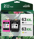 63XXL XL Black for hp63 Ink cartridges for hp Ink 63 XL XXL Ink Cartridge Black/Color Combo Pack with HP Officejet 3830 4650 4652 4655 5200 5255 Envy 4520 4512 Deskjet 1112 2132 3630 3632 Printer