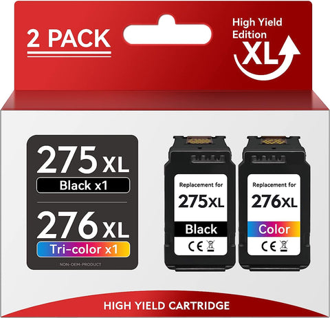 PG-275XL/ CL-276 XL Replacement for Canon 275XL and 276XL Ink Cartridges Combo Pack Fit for Canon PIXMA TS3520 TS3522 TS3500 TR4720 TR4700 TR4722 Printers (1 Black & 1 Color, 2-Pack)