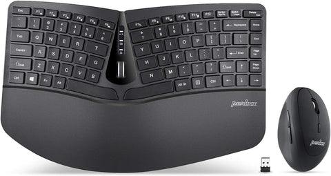 Perixx PERIDUO-606 Wireless Mini Ergonomic Keyboard with Portable Vertical Mouse - Adjustable Palm Rest Stand - Membrane Low Profile Keys - US English