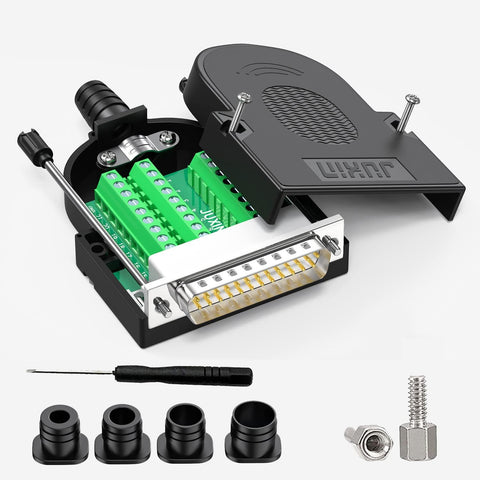 JUXINICE No Soldering Needed DB25 Serial Adapters D-SUB 25-pin Male RS232 Adapter to Terminal Connector Signal Module with Bolts Nuts and Screwdriver (DB25 Male)