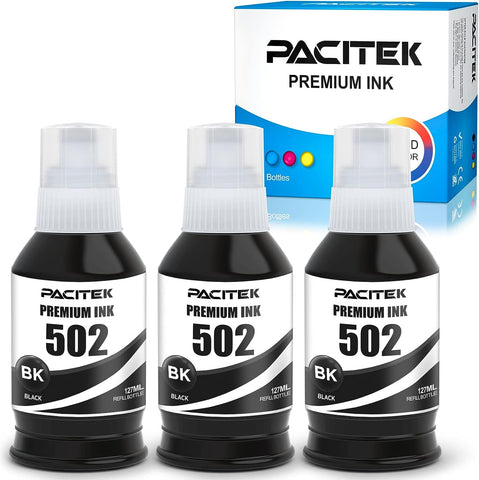 PACITEK 502 Compatible Refill Ink 127ml Replacement for T502 Black Used for ET-2850 ET-2760 ET-3850 ET-3710 ET-3750 ET-3760 ET-4850 ET-4750 ST-2000 Printer