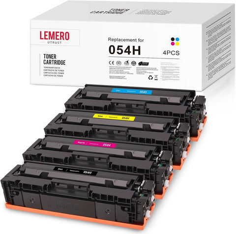 LemeroUtrust Compatible Toner Cartridge Replacement for Canon 054H 054 CRG-054H use with Canon Color imageCLASS MF644Cdw MF642Cdw MF643Cdw MF641Cw LBP622Cdw LBP623Cdw (Black Cyan Magenta Yellow)