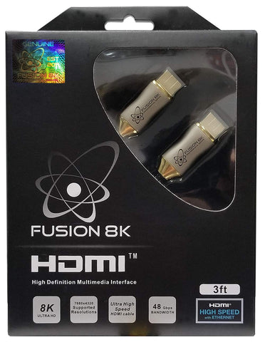 Fusion8K HDMI 2.1 Cable Supports 8K @60Hz and 4K @120Hz Compatible with All TVs, BluRay, Xbox Series X, PS5 (3 Feet)