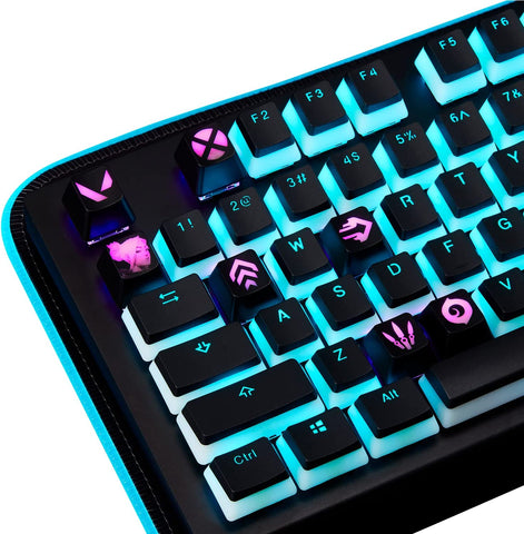 Valorant Custom Keycaps (Agent Jett) - Laser Engraved with Each Valorant Agent's Portrait, Skills, and Position. Fit with Any Mechanical Keyboard. Valorant Gift for Gamers, Adults, and Teens.