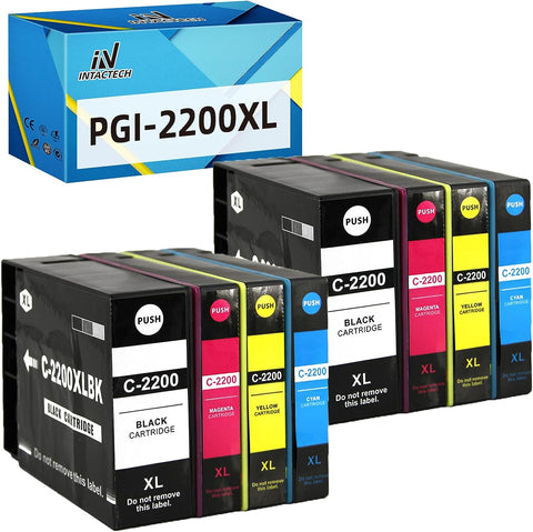 PGI-2200XL Ink Cartridges Compatible with Canon PGI 2200 XL Pigment Ink Work for Canon Maxify MB5420 MB5120 MB5320 MB5020 iB4120 iB4020 Printers (Black/Cyan/Magenta/Yellow, 8-Pack)