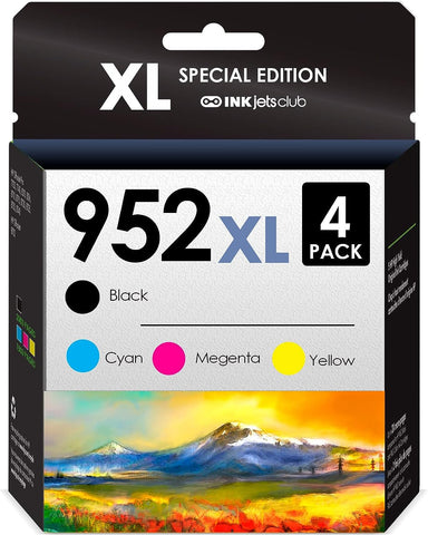 InkjetsClub Compatible Ink Cartridge Replacement for HP 952 XL Black & HP 952 XL Colors. Works with OfficeJet Pro 8710 8720 7720 7740 8210 8702 8715 8725 8730 8740 Printers.