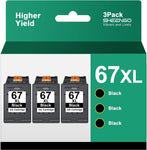 67XL Black Ink Cartridges High Yield Replacement for HP 67 Ink 67XL for Envy 6055e 6055 6052 6075 Envy Pro 6455 6455e 6475 6452 6458 DeskJet 2755e 2755 4052 4155 Printer (3 Black)