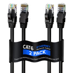 Maximm Cat 6 Ethernet Cable 15 Ft, (2-Pack) Cat6 Cable, LAN Cable, Internet Cable and Network Cable - UTP (Black)