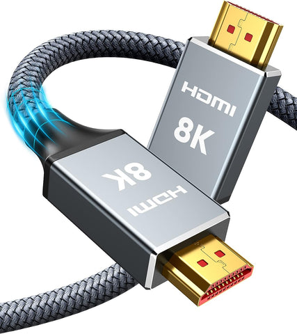 Capshi 8K HDMI Cables 10 ft, High Speed 48Gbps HDMI Cable 2.1, 8K@60HZ, 4K@120HZ, 2K@240HZ HDCP 2.2&2.3, HDR, Ethernet- 28AWG Braided HDMI Cord- eARC Compatible UHD TV, Blu-ray, PS4, PS3, PC