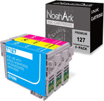 NoahArk 3 Packs T127 Remanufacture Ink Cartridge Replacement for Epson 127 T127 use for Workforce 545 845 645 WF-3540 WF-3520 WF-7010 WF-7510 WF-7520 NX530 NX625 Printer (1 Cyan,1 Magenta,1 Yellow)