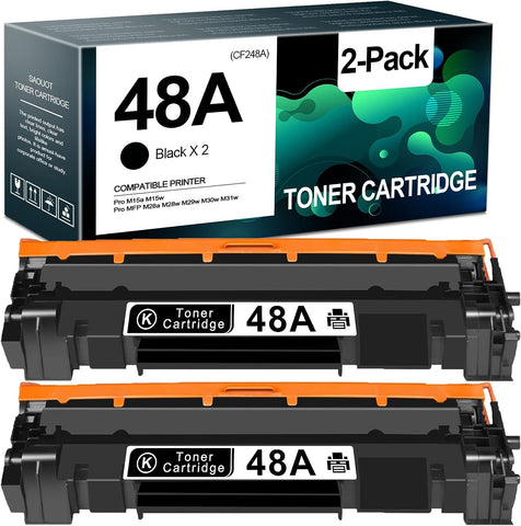 48A Toner M15w Toner Cartridge Replacement for HP 48A Toner Cartridge Black CF248A 248A Used for Pro M15a M15w M28a M28w M29w M30w M31w Laser Printer, 2 Pack | with Chip