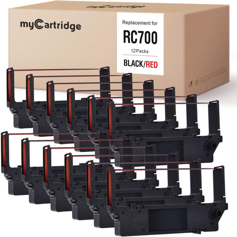 myCartridge 12-Packs Compatible Ink Ribbon Replacement for Star RC700 SP700 SP712 SP712R SP717 SP742R SP747 SP740 (Black/Red)