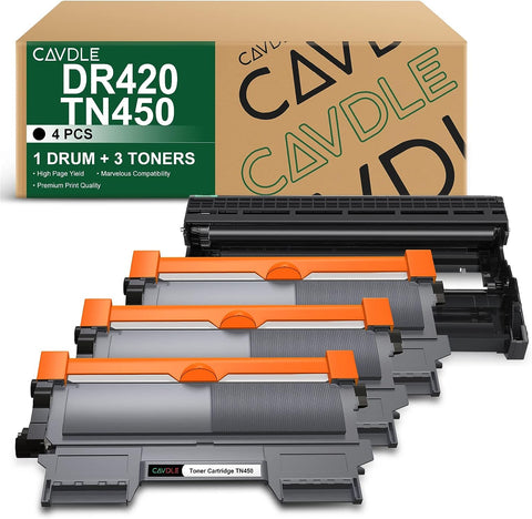 CAVDLE Compatible Toner Cartridge and Drum Unit Set Replacement for Brother DR420 and TN420 Work with Brother HL-2270DW HL-2280DW HL-2230 HL-2240 MFC-7360N MFC-7860DW DCP-7065DN IntelliFax 2840 4Packs