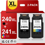 Printer Ink PG-240XL/CL-241XL Combo Pack Replacement for Canon Ink Cartridges 240 and 241 Fit for Pixma MG3620 TS5120 MG3600 MX532 MG3520 MG2120 MG3120 MG3220 MX452 MX472 MG3122 MG3222 Printer, 2 Pack