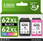 High Yield 62XL Ink Cartridges Black and Color Replacement for HP 62XL Ink Cartridge Combo Pack, Fit for HP Envy 5540 5640 7640 5660 7645 5661 5542 5642 OfficeJet 5740 5746 5745 250 Printer (2 Pack)