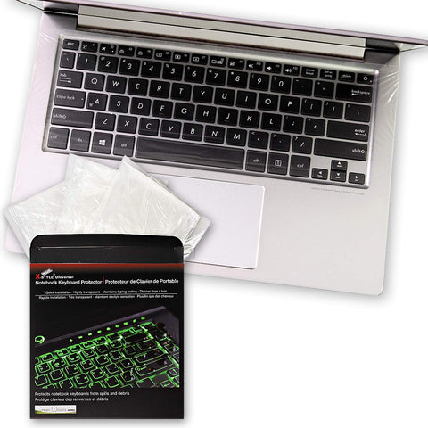 Green Onions Supply Fully Covered Flat Style Universal 0.025mm Wipeable Superb Tactile Feeling Waterproof Anti-Dust Keyboard Cap Cover for Laptop 15.6 Inch Hospital/Dentist Use [3 Pack]