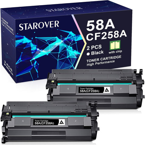 STAROVER Compatible Toner Cartridge (with Chip, High Yield) Replacement for HP CF258A 58A 58X CF258X MFP M428fdw M428fdn M428dw M404 M428 Pro M404n M404dn M404dw Printer (Black 2-Pack)