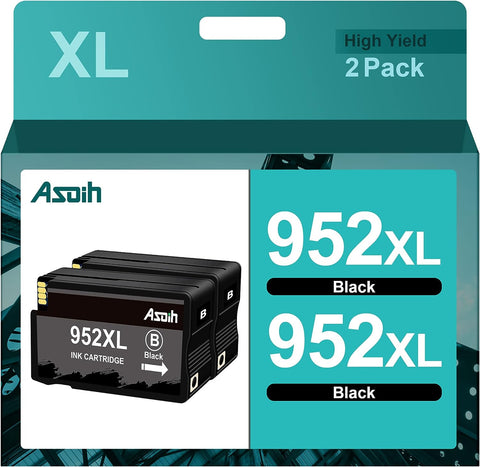 952XL Ink Cartridge Black, Compatible for HP 952XL Ink Cartridges Combo Pack for HP OfficeJet pro 7740, HP OfficeJet Pro 8710, 8720, 8715, 8702, 8740 Series Printers, 2 Black