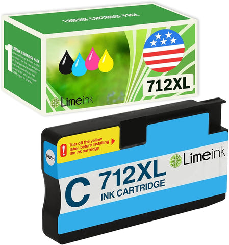 Limeink Compatible Ink Cartridges Replacement for HP 712 Ink Cartridges 712XL Ink for HP for DesignJet T650 T630 T230 T210 Studio Plotter Printers (1 Cyan)