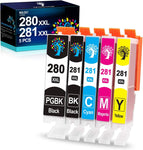 H&BO TOPMAE Compatible Canon Ink 280 and 281 Cartridges 280XXL 281XXL PGI-280XXL CLI-281XXL Ink Cartridge for Canon Pixma TS6320 TR8520 TR7520 TS9120 TS6120 TS8120 TS9521C Printer Tray(5 Pack