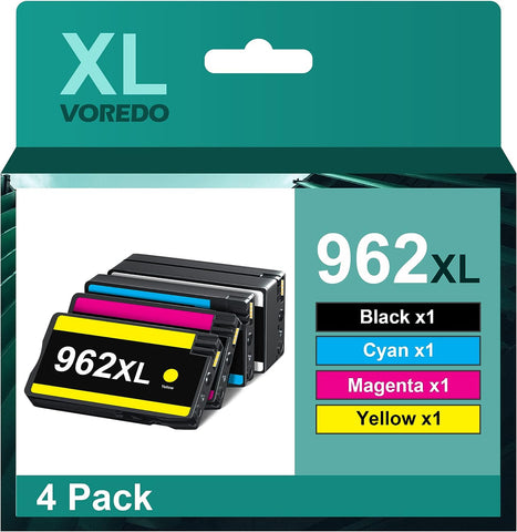 962XL Ink Cartridges Combo Pack High Capacity [Latest Version] Replacement for HP 962 962XL HP962 Ink for HP Officejet Pro 9025 9015 9010 9018 9012 9020 Printer (Black, Cyan, Megenta, Yellow, 4 Pack)