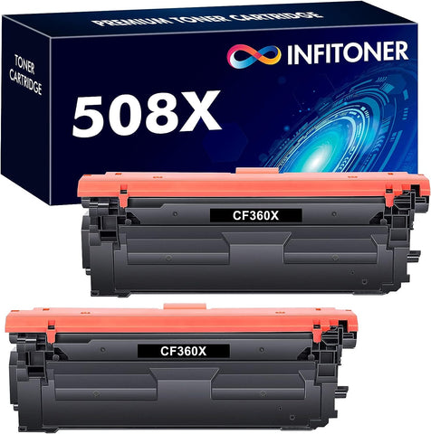 508X 508A Black High Yield Toner 2 Pack: M553 Black Toner Replacement for HP 508X 508A CF360A CF360X Works for HP Color Laserjet Enterprise M553 M552 MFP M577 Series Printer Ink CF360XD