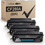 v4ink 3PK Compatible Toner Cartridge Replacement for HP 80A CF280A Toner Cartridge Black Ink for HP Pro 400 M401N M401DN M401DNE M401DW HP MFP M425DN M425DW Printer