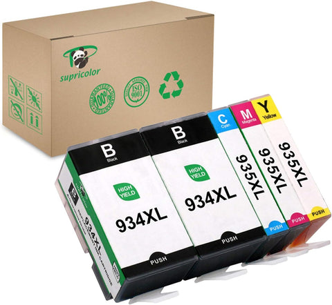 Supricolor Replacement 934XL 935XL Ink Cartridges, Compatible 934 935 Inks Work with OfficeJet Pro 6830 6820 6230 OfficeJet 6812 6815 6835 Printer 5 Pack