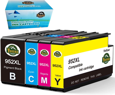 YUUSHA 952XL Ink Cartridges Combo Pack Replacement for HP 952XL 952 XL Compatible with for HP OfficeJet Pro 8710 8720 7740 8715 8210 8740 8725 7720 8702 8216 8730 Printers Ink Cartridges (4-Pack)