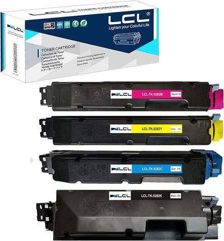 LCL Compatible Toner Cartridge Replacement for Kyocera TK5282 TK-5282 TK-5282K TK-5282C TK-5282M TK-5282Y 1T02TW0US0 1T02TWCUS0 1T02TWBUS0 1T02TWAUS0 (Black Cyan Magenta Yellow 4-Pack )