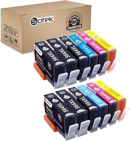 Sotek Compatible Ink Cartridge for 564XL 564, Work with Photosmart 7520 6520 5520 5525 6510 Officejet 4610 4620 4622 Deskjet 3520 3521 3522 (4B, 2PB, 2C, 2M, 2Y, 12 Pack)