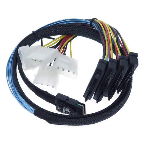 EDIMS Mini SAS to SAS Cable Internal Breakout Cable SFF-8087 to SFF-8482 with 4X Molex Power Connectors for Raid Controller to Hard Drive 3.3FT