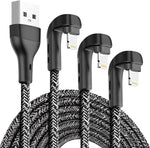 3Pack 90 Degree iPhone Charger 6ft, Apple MFi Certified 6 Feet Lightning Cord Long, Nylon Right Angle 6 Foot Apple iPhone Charging Cable for Apple iPhone 13 Pro/12/11/11Pro/11Max/XS/XR /8/7/6S/SE/6/5