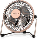 xasla 4 Inch Small USB Desk Fan, Mini Quiet Fan with Metal Construction & Strong Airflow & 360°Adjustable Tilt Angle, Personal Cooling Fan for Desktop Office (Bronze)