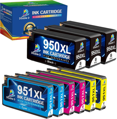 DOUBLE D 950 951XL Compatible Ink Cartridge Replacement for HP 950XL 951XL for HP OfficeJet Pro 251dw 276dw 8100 8600 8610 8620 8615 8625 8630 Series (3 Black, 2 Cyan, 2 Magenta, 2 Yellow, 9 Pack)