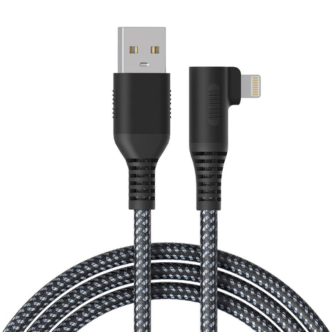 10FT iPhone Charger 90 Degree, [Apple MFi Certified] USB-A to Lightning Cable Right Angle, Nylon Braided iPhone Fast Charging Cord for iPhone 14 13 12 11 Pro Max XR XS X 8 7