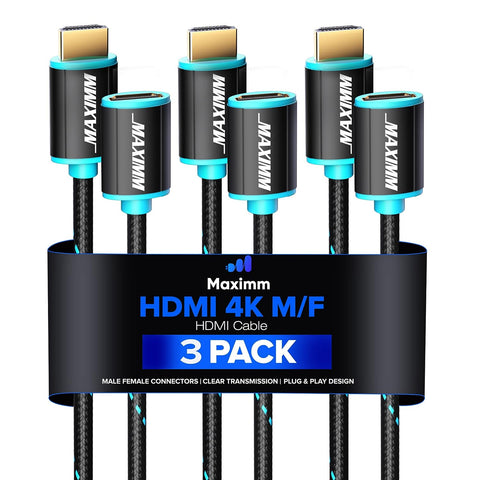 4k Hdmi Cable 8ft, Hdmi Extender Cable Male to Female Hdmi Cord, Hdmi 2.0 Cable 120Hz Long Hdmi Cable (8ft, 3 Pack)