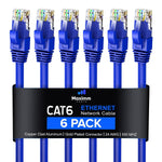 Maximm Cat 6 Ethernet Cable 15 Ft, (6-Pack) Cat6 Cable, LAN Cable, Internet Cable and Network Cable - UTP (Blue)