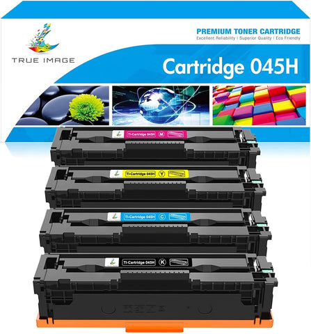 TRUE IMAGE Compatible 045 045H Toner Cartridge Replacement for Canon 045 045H MF634Cdw Toner for Canon Color ImageCLASS MF634Cdw MF632Cdw LBP612Cdw MF632 LBP612 Ink Printer (B/C/Y/M, 4-Pack)