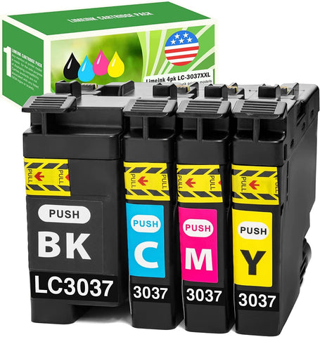 Limeink Compatible Ink Cartridges Replacement for Brother LC3037 XXL Super High Yield for Brother MFC-J5845DW XL MFC-J5945DW MFC-J6945DW MFC-J6545DW XL (1 Black, 1 Cyan, 1 Magenta, 1 Yellow)