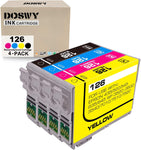 Doswy 4 Pack T126 Remanufacture Ink Cartridge Replacement for Epson 126 T126 for Workforce 435 520 545 635 645 845 WF-3520 WF-3530 WF-3540 WF-7010 WF-7510 WF-7520 (1 Black 1 Cyan 1 Magenta 1 Yellow)