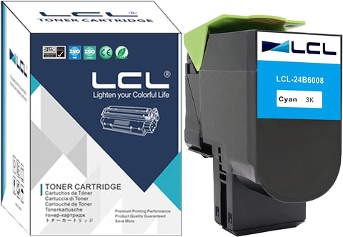 LCL Compatible Toner Cartridge Replacement for Lexmark 24B6008 3000 Pages XC2130 XC2132 (1-Pack Cyan)