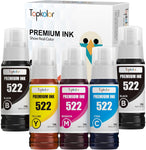 Topkolor Compatible Ink Bottle for 522 T522 Refill Ink for ET-2720 ET-2800 ET-2803 ET-2710 ET-4700 ET-4800 ET-1110, 5-Pack