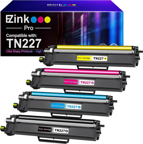 E-Z Ink Pro Compatible TN227 TN-227 Toner Cartridge Replacement for TN227 TN-227 TN227BK High Yield TN223 TN-223 Compatible with HL-L3290CDW HL-L3210CW MFC-L3750CDW MFC-L3710CW Printer (4 Pack)