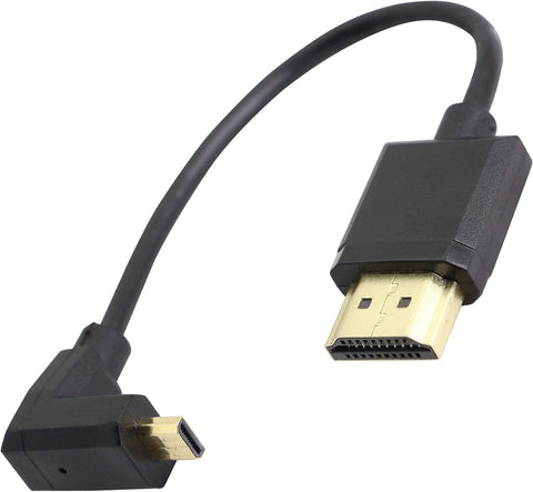 GINTOOYUN 90 Degree Micro HDMI Male to HDMI Male Cable Adapter Connector 4K 60Hz Ethernet HDMI Type D to Type A 3D Audio Return for Cameras-15CM (Angle UP)