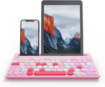 HUO JI Wireless Keyboard Multi-Device, Bluetooth and 2.4G Dual Mode for iPad, Switch to 3 Devices for Tablet, PC, Smart TV, Cellphone, iOS Android Windows, Pink
